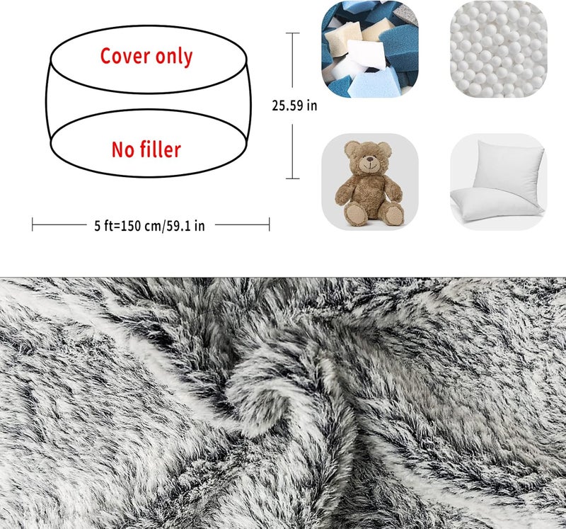 YudouTech （No Filler Bean Bag Chair Cover Without Filler,Big Round Soft Fluffy PV Velvet Washable Bean Bag Lazy Sofa Bed Cover for Adults,Living Room Bedroom Furniture Outside,5ft Dark Grey - Image 2